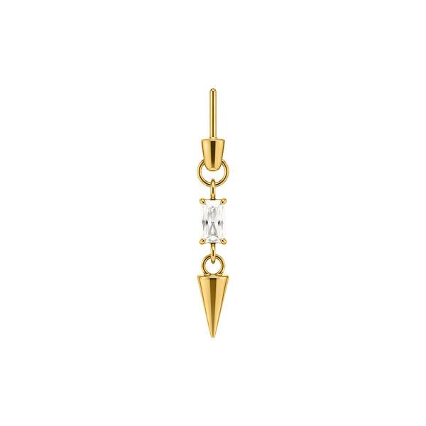 Baguette Crystal with Spike Rook Push Fit Attachment - Golden Metal