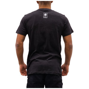 Schwarzes Wildcat T-Shirt mit Logoprint Rückansicht eines schwarzen Wildcat T-Shirts mit Logoprint auf weißem Hintergrund