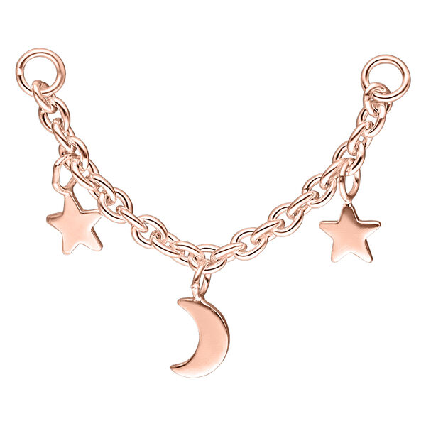 Moon & Stars Piercing Connection Chain - Rosegold