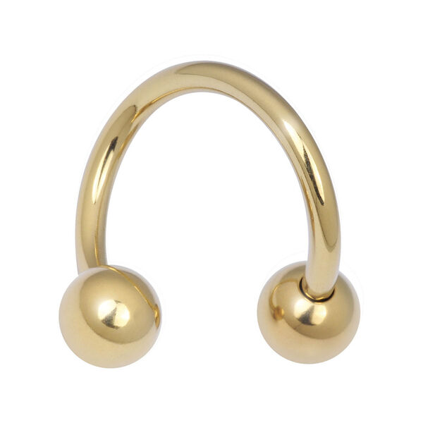 Goldene Titan Bodyspirale mit Außengewinde auf weißem Hintergrund