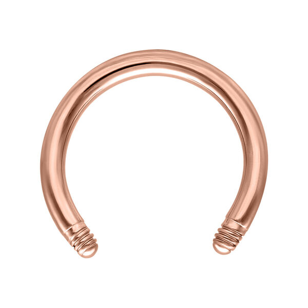 Circular Barbell rosado de titanio con grosor de 1,2 mm sobre fondo blanco