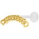 Kultainen Chunky Chain Labret 5 mm levykoolla valkoisella taustalla