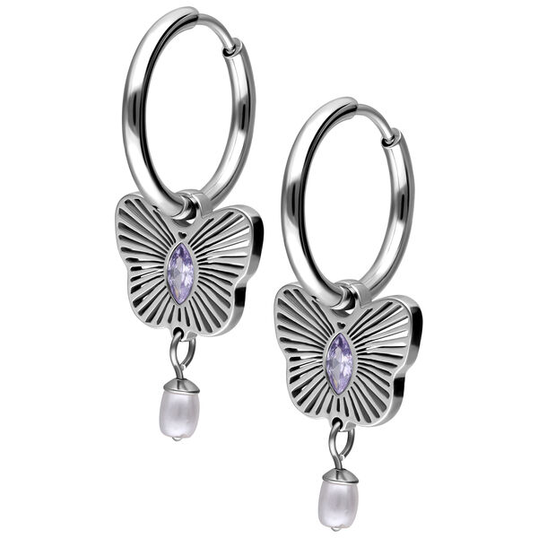 Little Butterfly Hoops Pair - Silvercoloured Metal