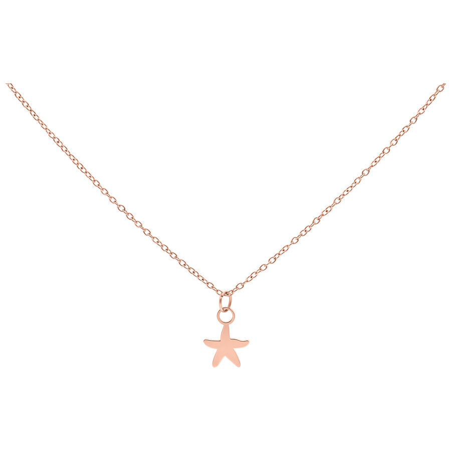 Roségoldene Kette mit einem kleinen Seestern-Anhänger auf weißem Hintergrund