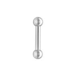 Piercing Barbell Plateado con 22mm de longitud y bolas de 8mm sobre fondo blanco