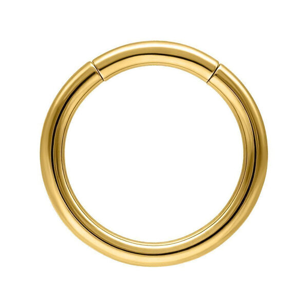 Anillo segmentado dorado, grosor 1,2 mm, diámetro interno 7,0 mm, sobre fondo blanco