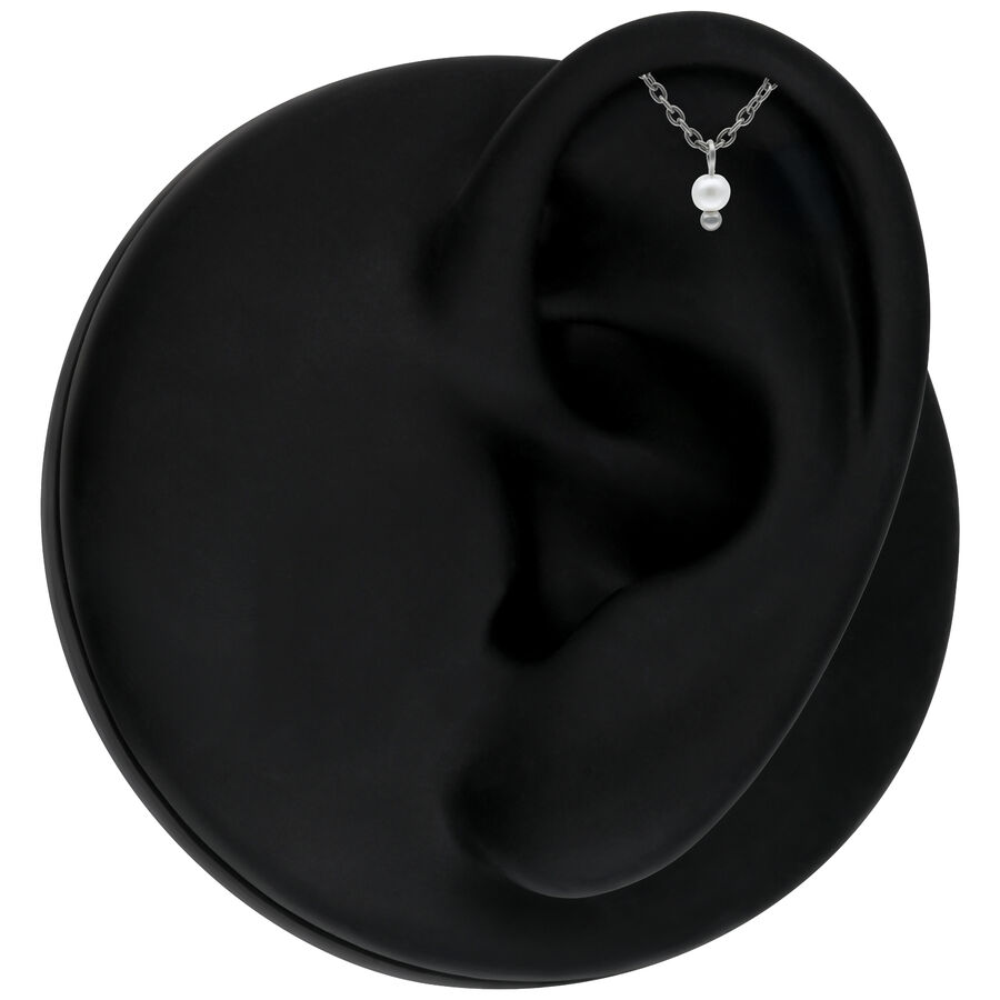 Orecchio in silicone nero con perla Helix in argento