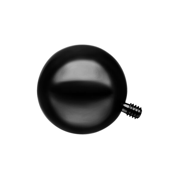 Rattleball negro de titanio con rosca externa sobre fondo blanco