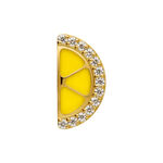 Ajuste de limón semicircular en oro con esmalte amarillo y piedras de circonita