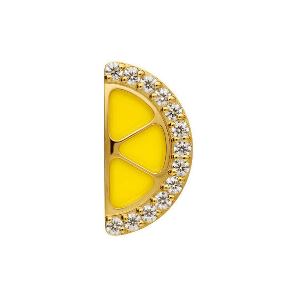 Ajuste de limón semicircular en oro con esmalte amarillo y piedras de circonita