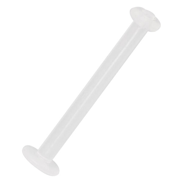 Labret transparente de Bioplast Labret transparente de Bioplast con extremos planos, sobre fondo blanco