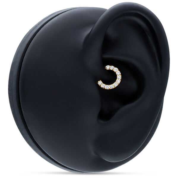 18K kultainen septum-rengas kirkkailla kristalleilla mustalla korvamallilla