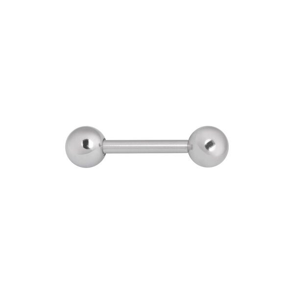 Silbernes Barbell-Piercing mit Innengewinde auf weißem Hintergrund