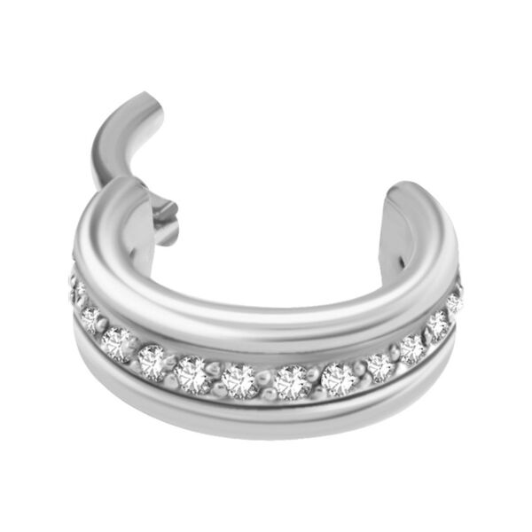 Anello Piercing Argento con Cristalli su sfondo bianco