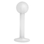 Labret trasparente in Bioplast con sfera e retro piatto su sfondo bianco