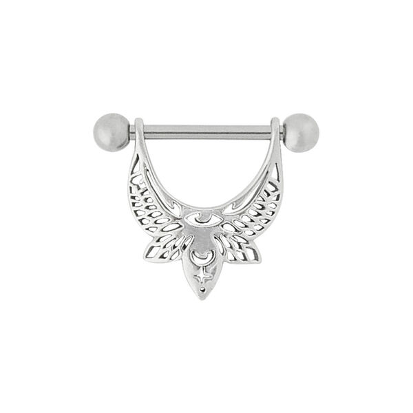 Silberner Mystic Moth Barbell, Länge 12 mm, auf weißem Hintergrund