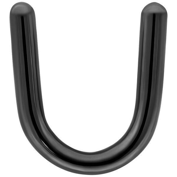 Piercing al naso a forma di U in titanio nero su sfondo bianco