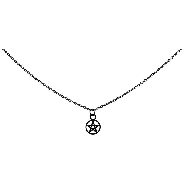 Little Pentagram Star Necklace - Black Metal