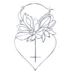 Pendientes de aro plateados en forma de flor de acero quirúrgico sobre fondo blanco