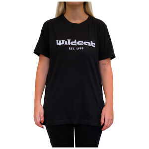 Schwarzes Wildcat T-Shirt mit Logoprint Unisex schwarzes T-Shirt mit Wildcat Logo, Vorderansicht