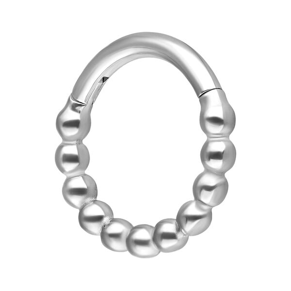 Clicker de Cadena de Bolas Plateado con 6,0 mm de diámetro interno sobre fondo blanco