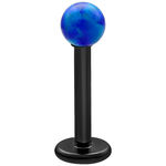 Dunkelblaues synthetisches Opal Labret mit schwarzem Stab