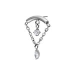 Adorno Helix plateado con doble cristal y colgante de cadena