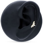 Aplique dorado de tiara con cristales claros en oreja negra