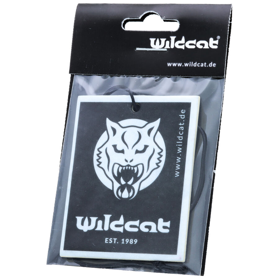 Deodorante Wildcat nero con logo del lupo, confezionato in pellicola trasparente