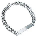 Bracciale personalizzabile in acciaio chirurgico argento su sfondo bianco
