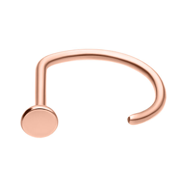 Nosestud Bent Piercing de rosegold en titanio, 8 mm de diámetro interno, sobre fondo blanco