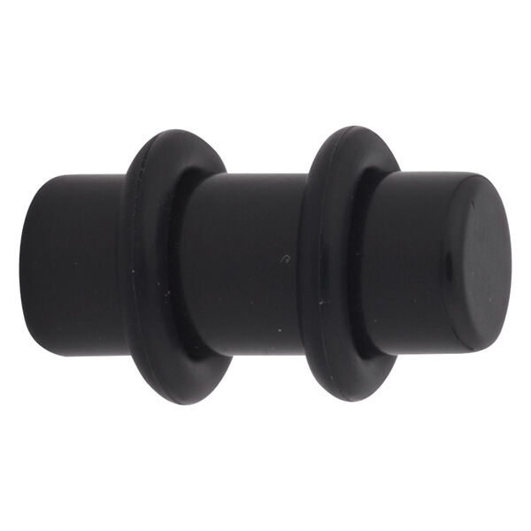 Schwarzer PMMA Plug mit glatter Oberfläche auf weißem Hintergrund