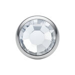 Disco de plata 4,0 mm con piedra cristalina sobre fondo blanco