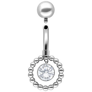 Bananabel Silber 10mm Kristallklar Piercing Silbernes Bauchnabelpiercing mit kristallklarem Stein und Kugel