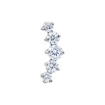 Inserto argento con cinque cristalli chiari su sfondo bianco