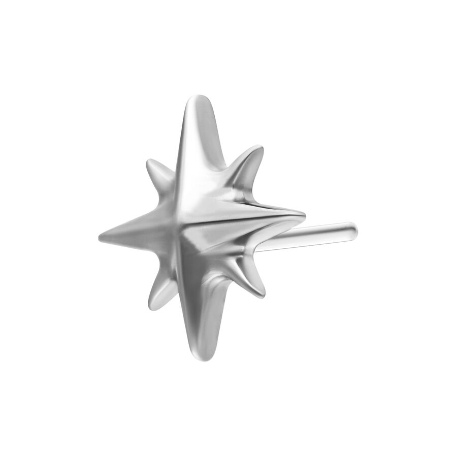 Inserto a stella Push Fit in titanio argento su sfondo bianco