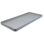 Bandeja rectangular gris de metal con agujeros, medidas 42x19cm