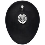 Piercing Bananabell in argento con design a foglia di Monstera su sfondo nero