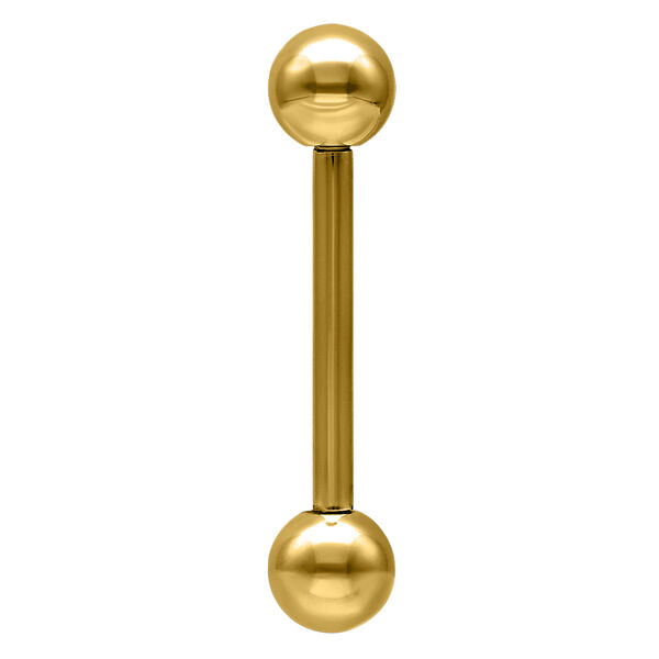 Barbell dorado con dos bolas sobre fondo blanco