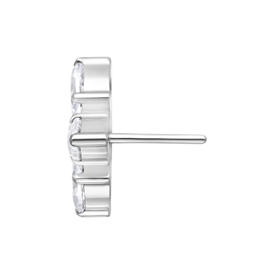 Inserto Trinity Push Fit color argento in metallo con cristallo trasparente, vista laterale