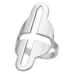 Anello argento con grande motivo a croce su sfondo bianco