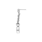 Accessorio piercing Helix argento con triangolo cristallino su sfondo bianco