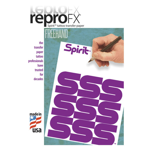 Repro FX Freehand Transferpapier in viola con mano e penna su sfondo bianco