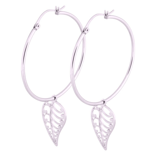 Ear Hoops with Leaf Pendant<!--5d2499d0de755-->