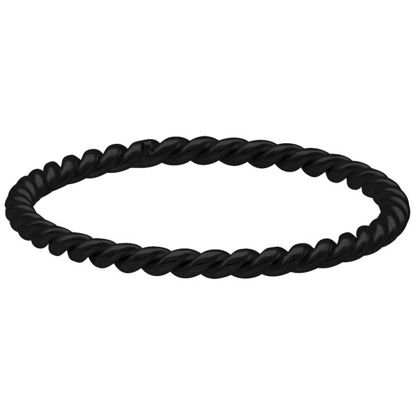 Anillo negro torcido de acero quirúrgico 316L sobre fondo blanco
