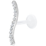 Silbernes Labret mit 5,0 mm Kristallreihe auf weißem Hintergrund