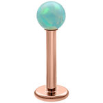 Ópalo sintético menta en labret de oro rosa con rosca externa