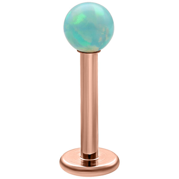 Mintgrüner synthetischer Opal auf roségoldenem Labret mit Außengewinde