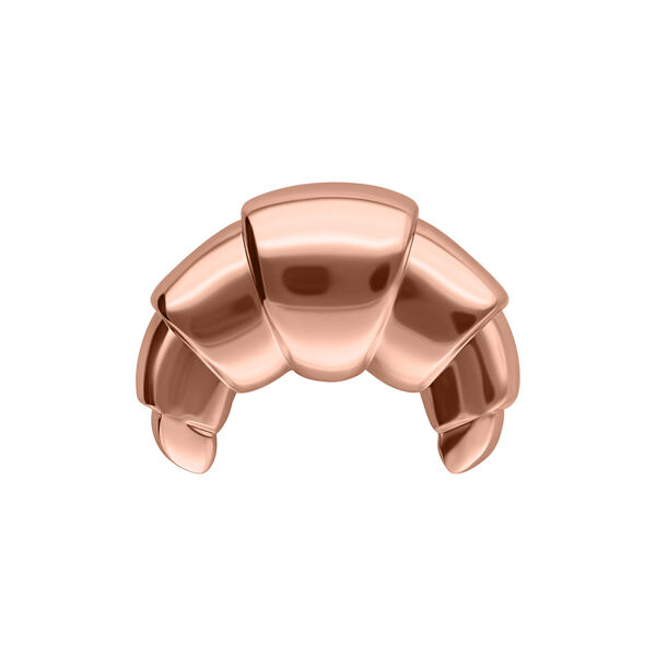 Aplique en forma de croissant en oro rosa sobre fondo blanco