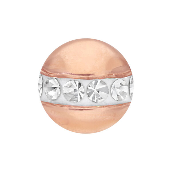 Runder Piercing-Aufsatz aus roségoldenem Chirurgenstahl mit klaren Kristallen auf weißem Hintergrund